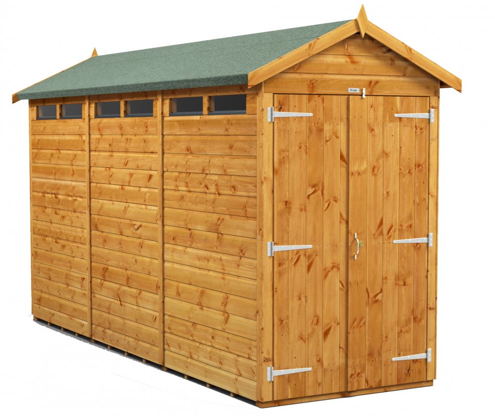 Power 12x4 Apex Secure Garden Shed Double Door Black Friday Shed Deals